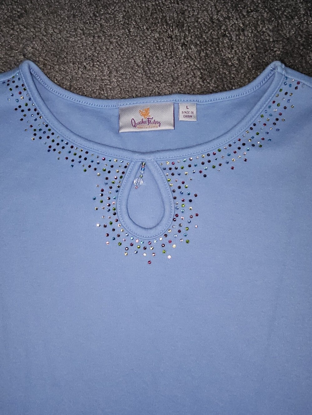 Quacker Factory Lot Of 4 - 100% Cotton 3/4 Sleeve Rhinestone Sparkle Shirts Sz L - Picture 7 of 16